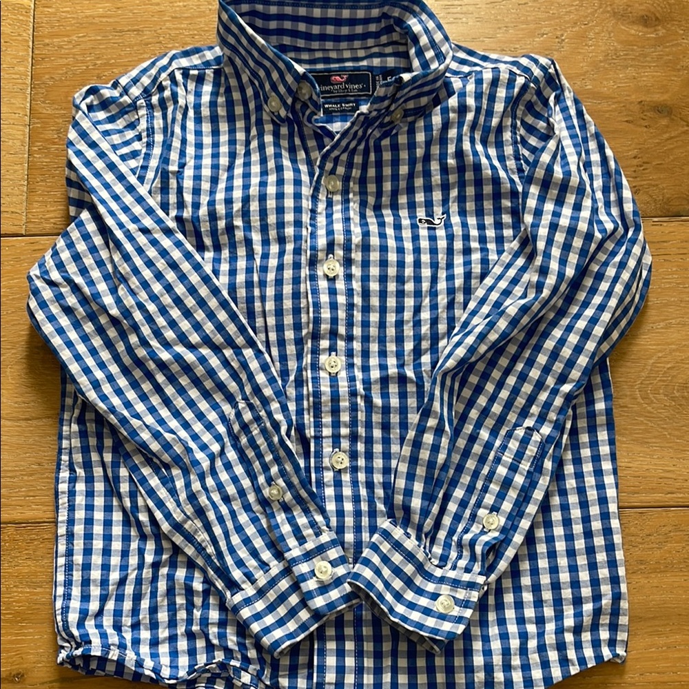 Vineyard Vines Blue and White Gingham Casual Shirt